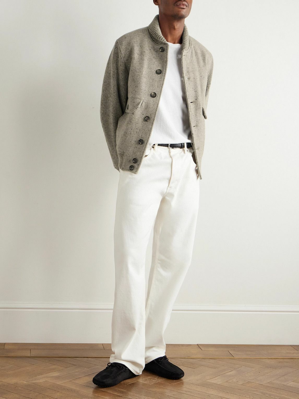 Eleventy - Shawl-Collar Wool and Cashmere-Blend Bomber Jacket - Gray