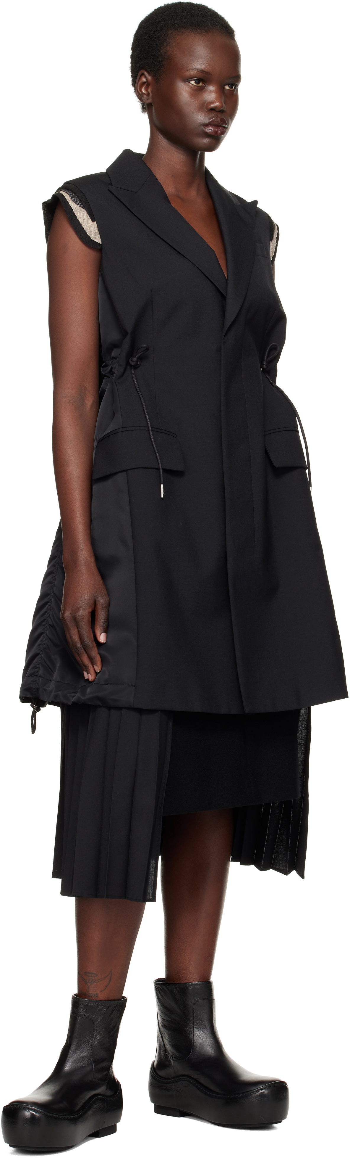 sacai Black Suiting Vest Blazer Sacai