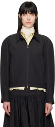 AMOMENTO Black Cropped Zip-Up Jacket