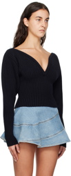 ALAÏA Navy Ribbed Sweater