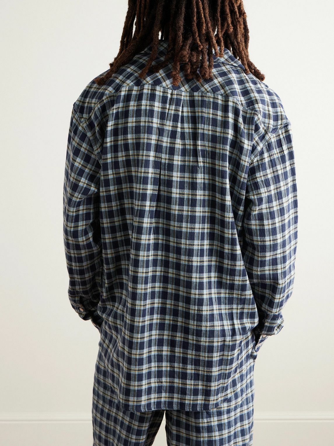 The Elder Statesman - Dune Checked Cotton Shirt - Blue