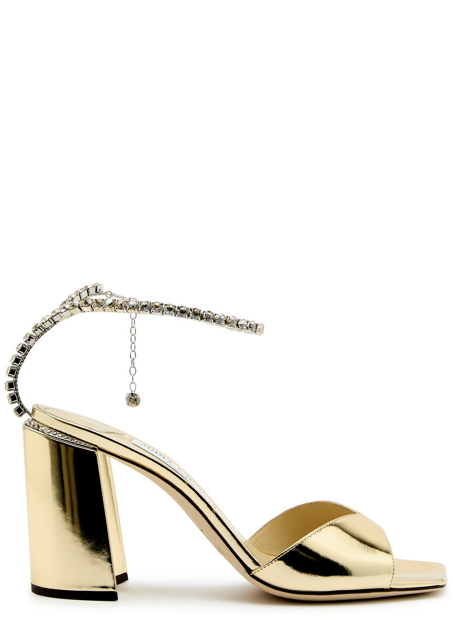 【関税込み】Jimmy Choo グリーン Saeda 85 ヒールサンダル JIMMY CHOO Saeda 85 crystal-embellished velvet sandals | NET