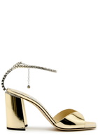 Jimmy Choo Saeda 85 Metallic Leather Sandals Gold