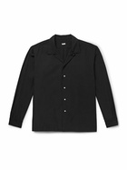A.PRESSE - Convertible-Collar Silk and Cotton-Blend Shirt - Black