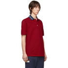 Gucci Red Embroidered Collar Polo