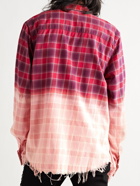 AMIRI - Distressed Dégradé Bleached Checked Cotton-Flannel Shirt - Red