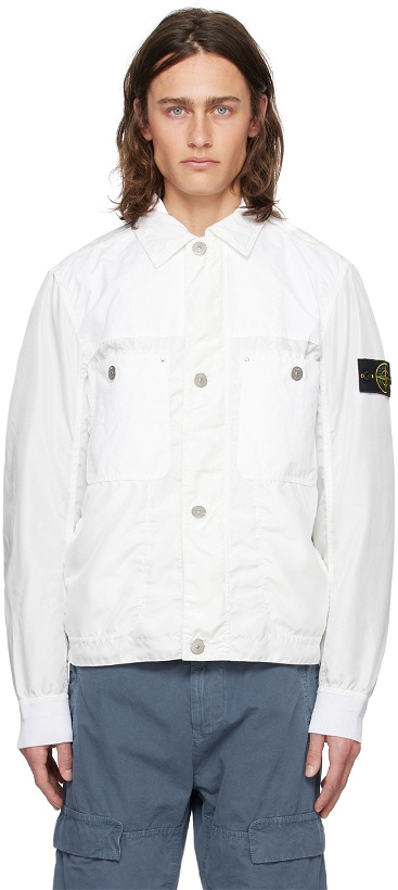 Photo: Stone Island White Garment-Dyed Jacket