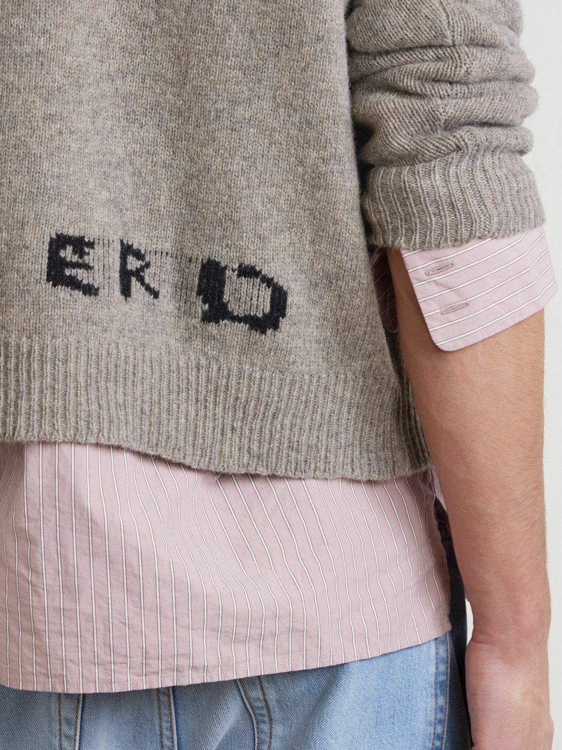 Enfants Riches Déprimés - Come Live With Me Embroidered Intarsia Wool Sweater - Gray