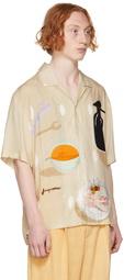 Jacquemus Beige Print 'La Chemise Jean' Short Sleeve Shirt