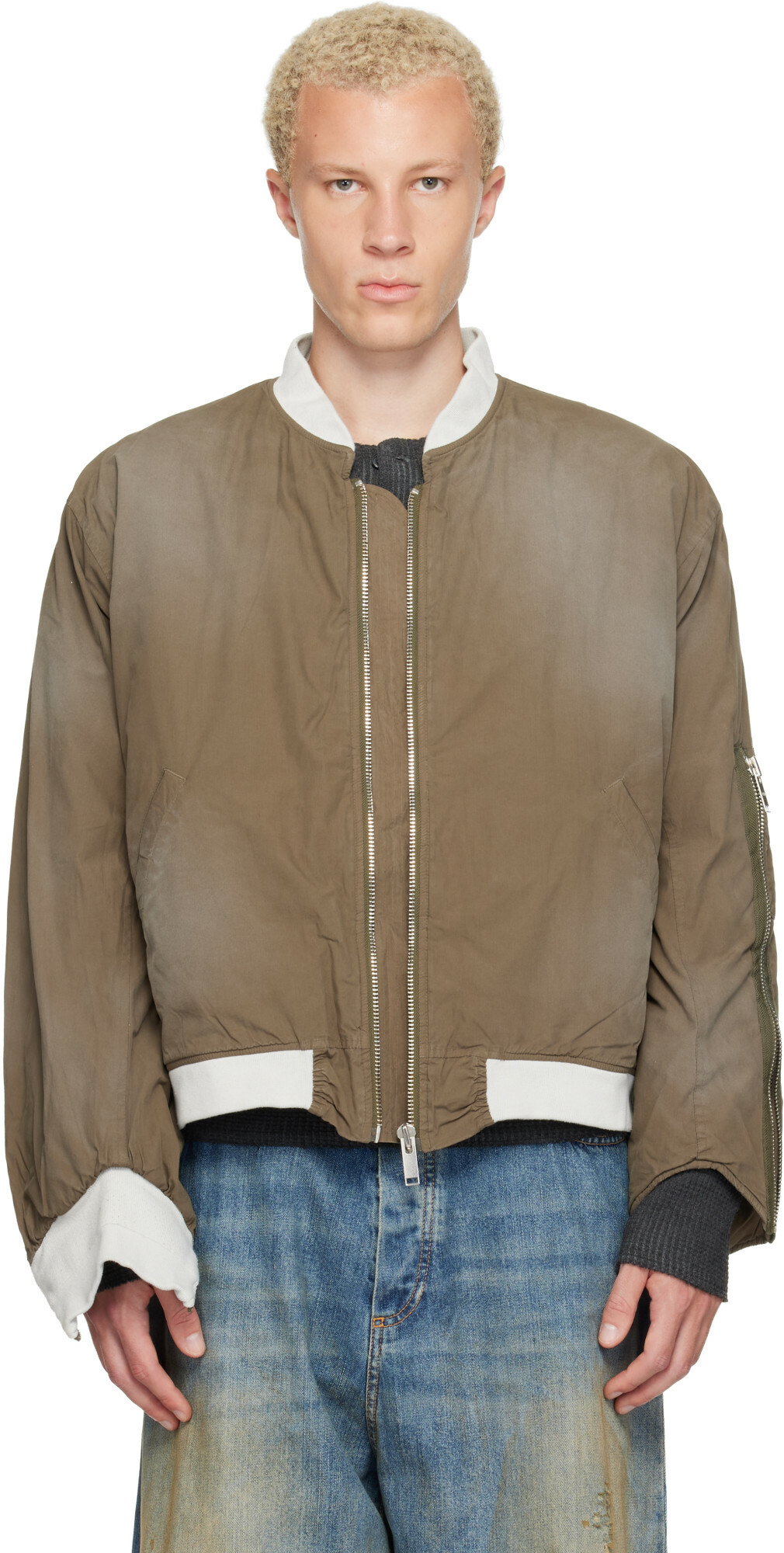 424 Khaki Military Bomber Jacket