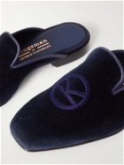 Kingsman - George Cleverley Logo-Embroidered Velvet Backless Loafers - Blue