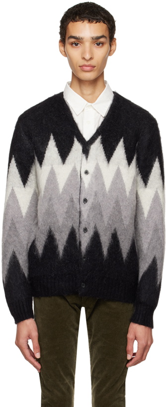 Photo: BEAMS PLUS Black Chevron Cardigan