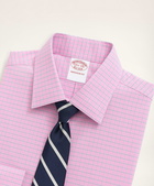 Brooks Brothers Men's Stretch Madison Relaxed-Fit Dress Shirt, Non-Iron Poplin Ainsley Collar Check | Pink