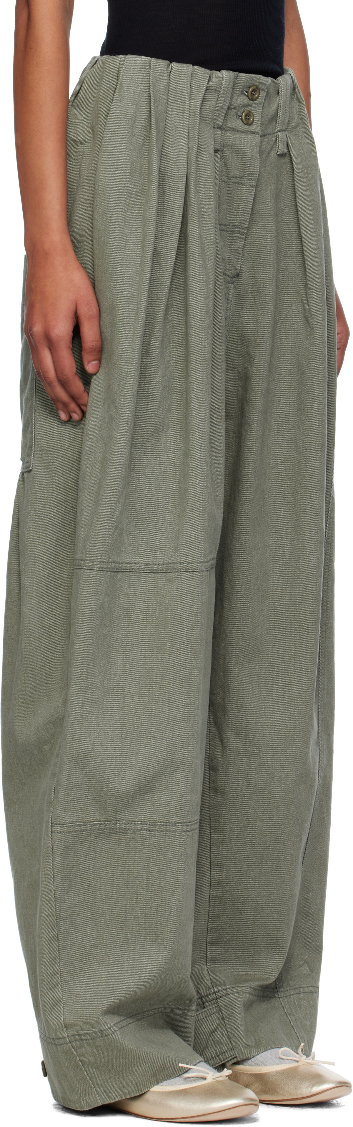 OPEN YY Khaki Full Gather Trousers OPEN YY