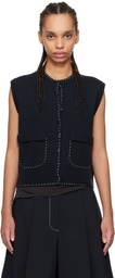 Cordera Navy Merino Wool Stitched Vest