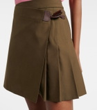Loewe Leather-trimmed cotton-blend wrap skirt