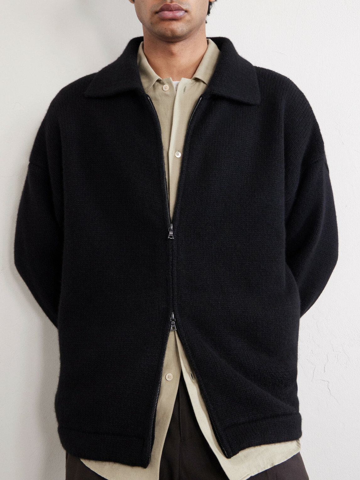 The Elder Statesman - Hunter Cashmere Zip-Up Sweater - Black
