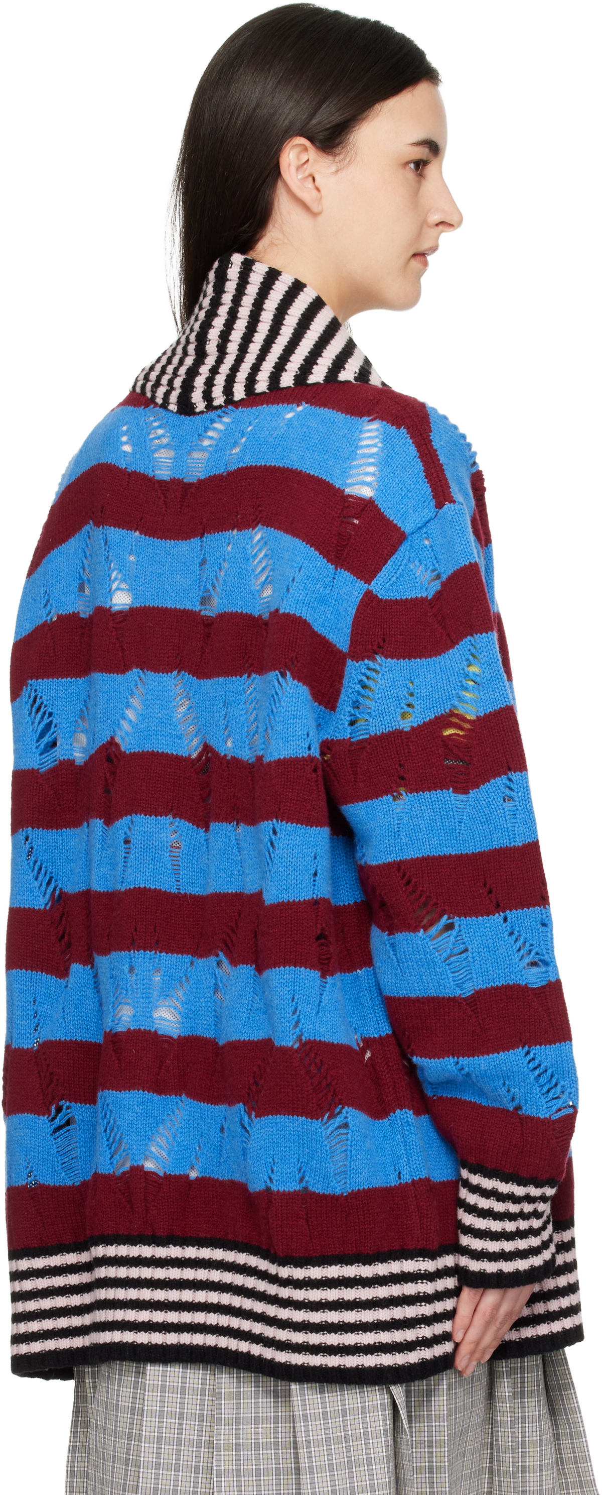 Chopova Lowena Multicolor Letterman Blue Cardigan