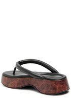 Gia Borghini Hazel Wood-effect Leather Flip Flops Black