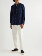 Altea - Button-Down Collar Cotton and Modal-Blend Flannel Shirt - Blue