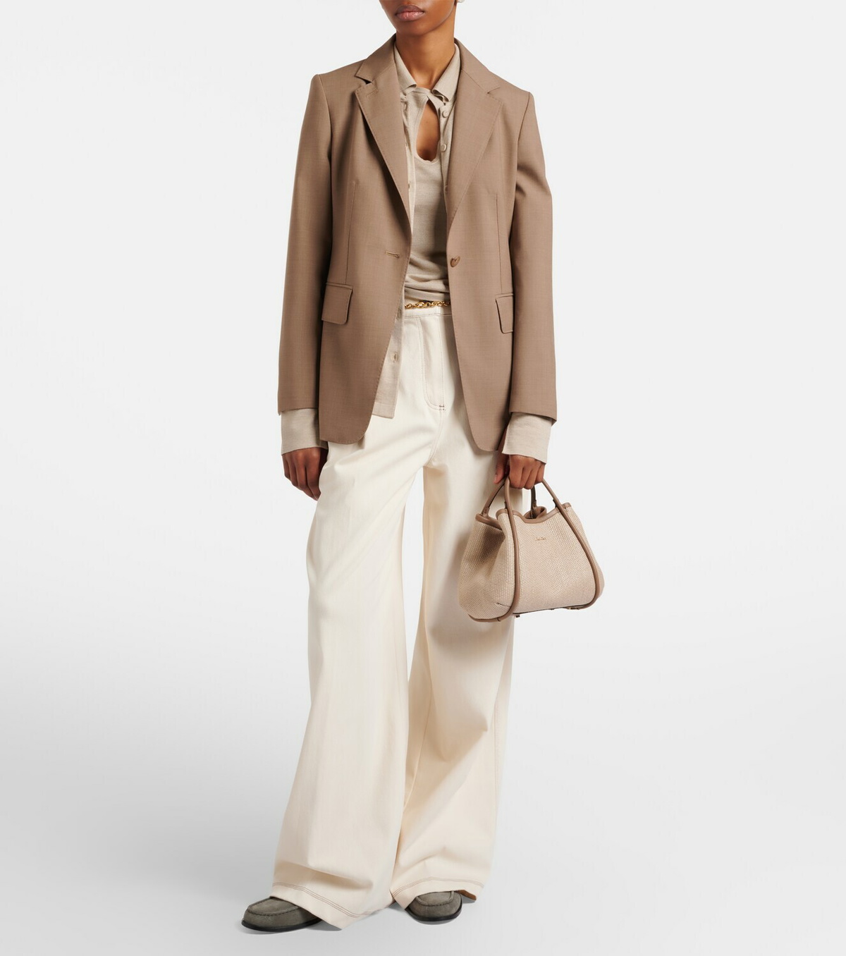 Max Mara Marin Small leather-trimmed top-handle bag