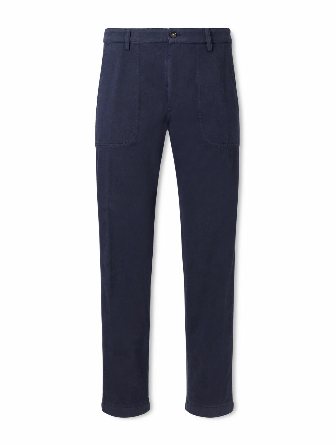 Canali - Straight-Leg Cotton-Blend Twill Trousers - Blue