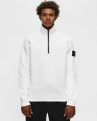 Stone Island Sweat Shirt Brushed Cotton Fleece, Garment Dyed White - Mens - Half Zips