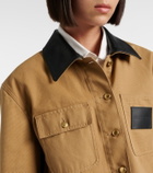 Balenciaga Cropped leather-trimmed cotton jacket