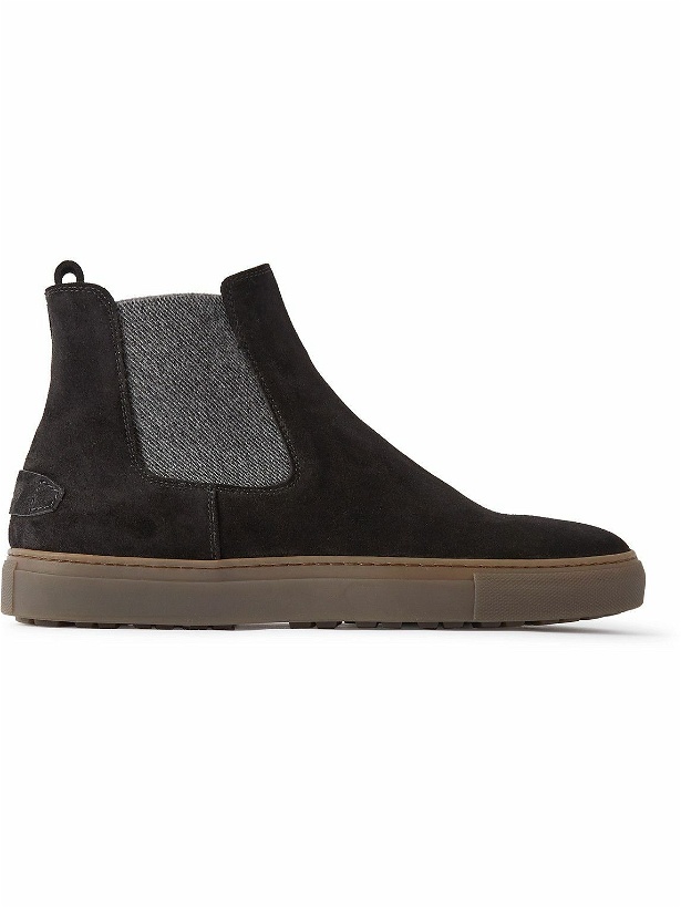 Photo: Brioni - Shearling-Lined Suede Chelsea Boots - Blue