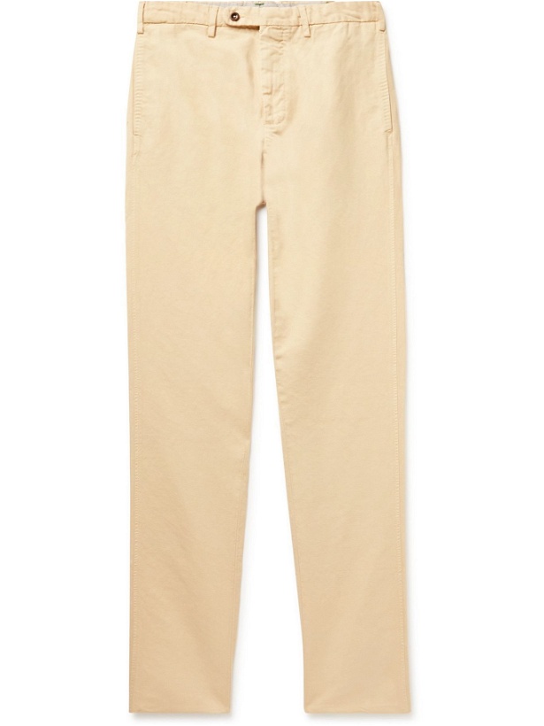 Photo: SID MASHBURN - Slim-Fit Garment-Dyed Cotton and Linen-Blend Trousers - Neutrals