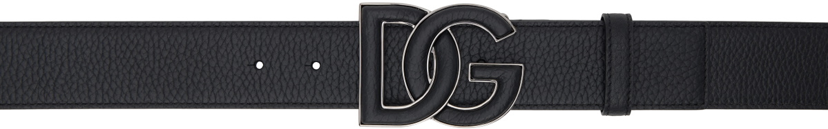 Dolce&Gabbana Black Deerskin-Print Calfskin Belt