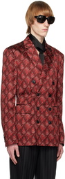 Dries Van Noten Burgundy Notched Lapel Blazer