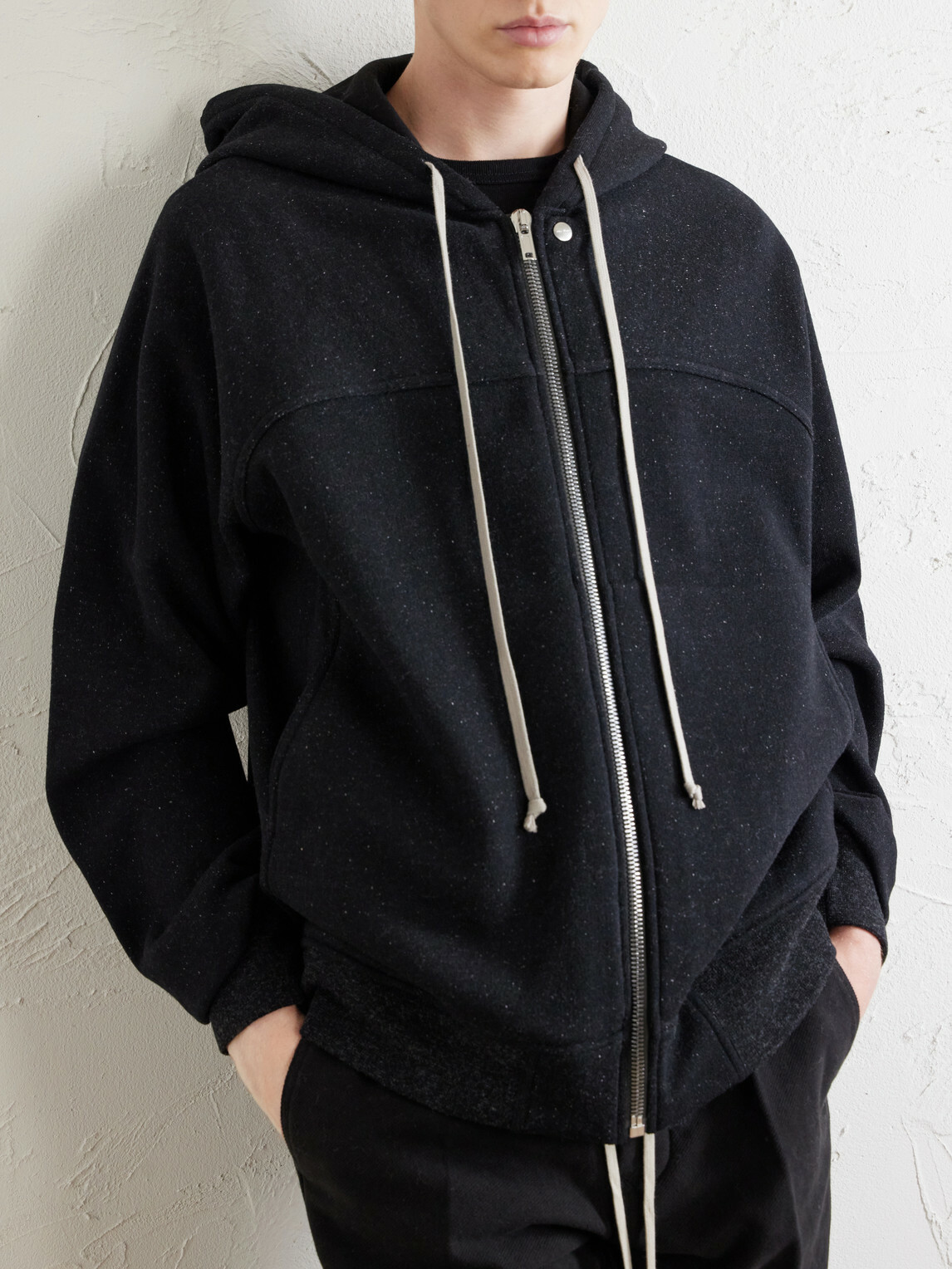 Rick Owens - Washed Wool and Cotton-Blend Zip-Up Hoodie - Black
