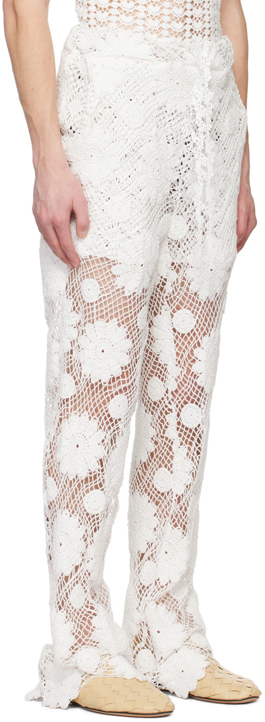 young n sang White Floral Trousers