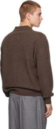 ssstein Brown Extra Fine Wool Knit Skipper Sweater