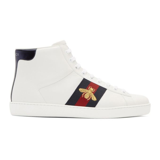 Photo: Gucci White Bee New Ace High-Top Sneakers
