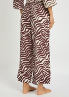 Desmond & Dempsey Tide Zebra-print Linen Trousers Brown