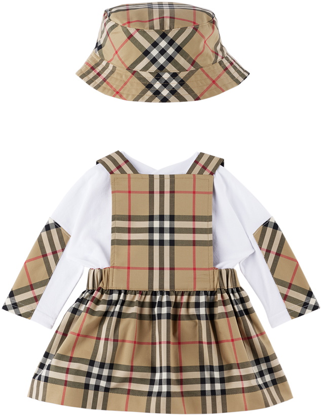 Photo: Burberry Baby Tan Vintage Check Three-Piece Set