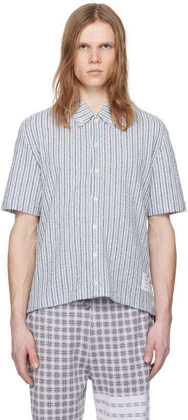 Photo: Thom Browne Blue & Gray Striped Shirt