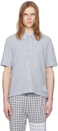 Thom Browne Blue & Gray Striped Shirt