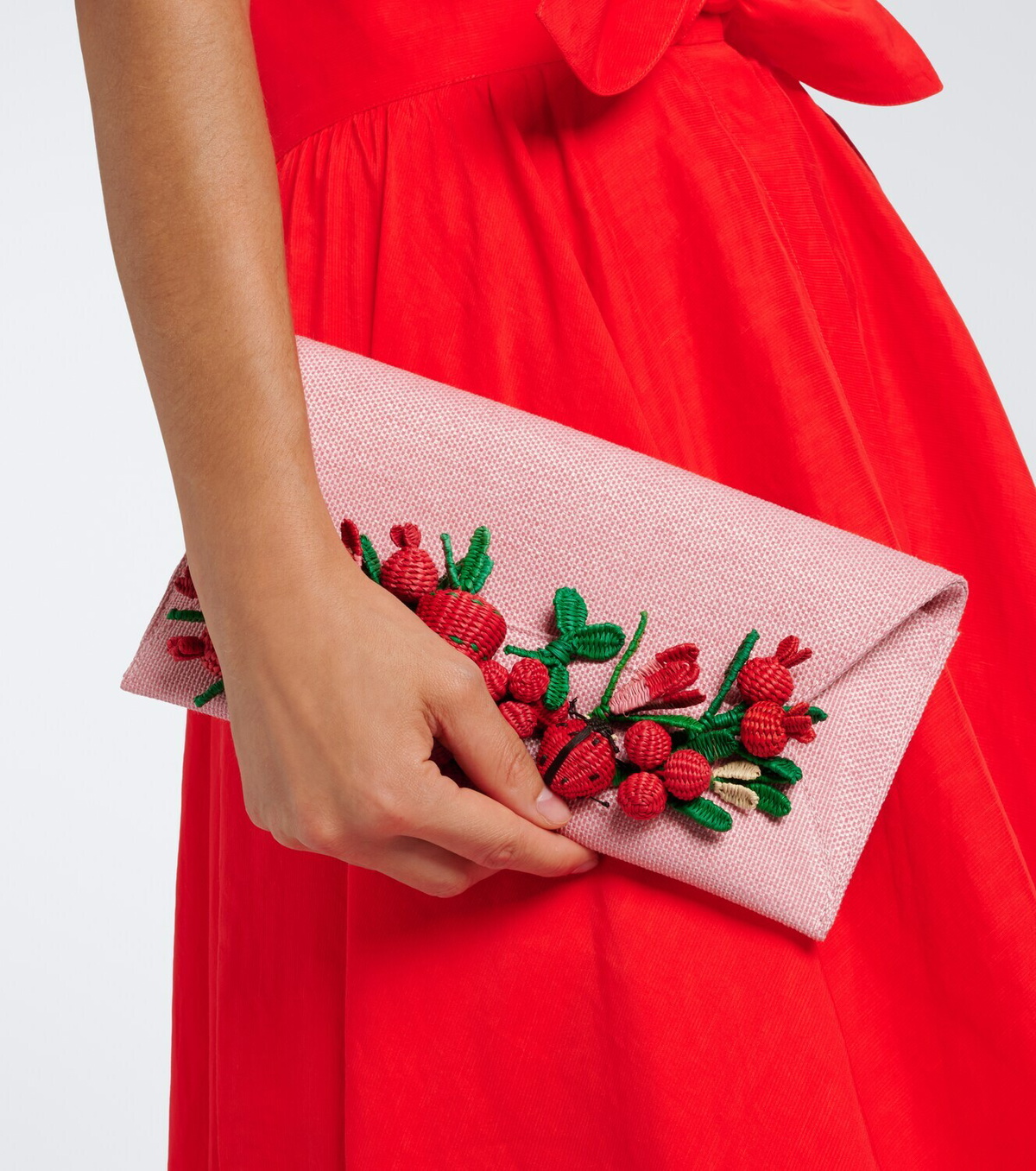 Aquazzura Botanica appliqué raffia clutch