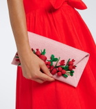 Aquazzura Botanica appliqué raffia clutch