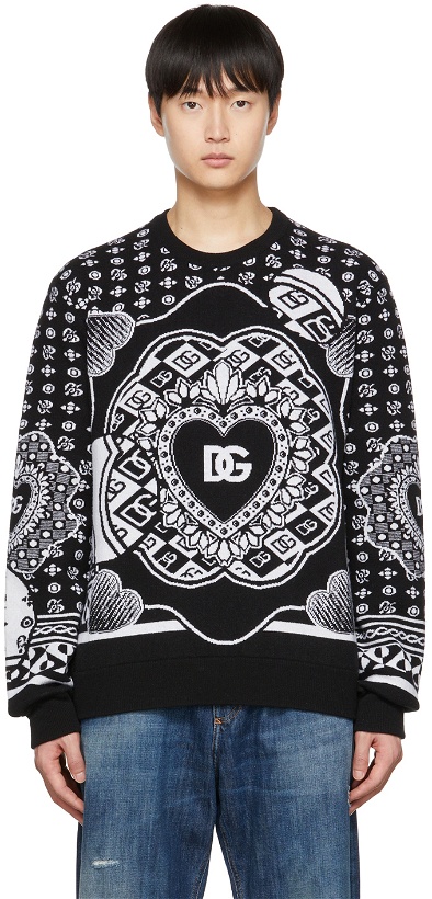Photo: Dolce & Gabbana Black Graphic Sweater