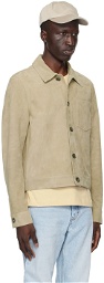 AMI Paris Khaki Buttoned Leather Jacket