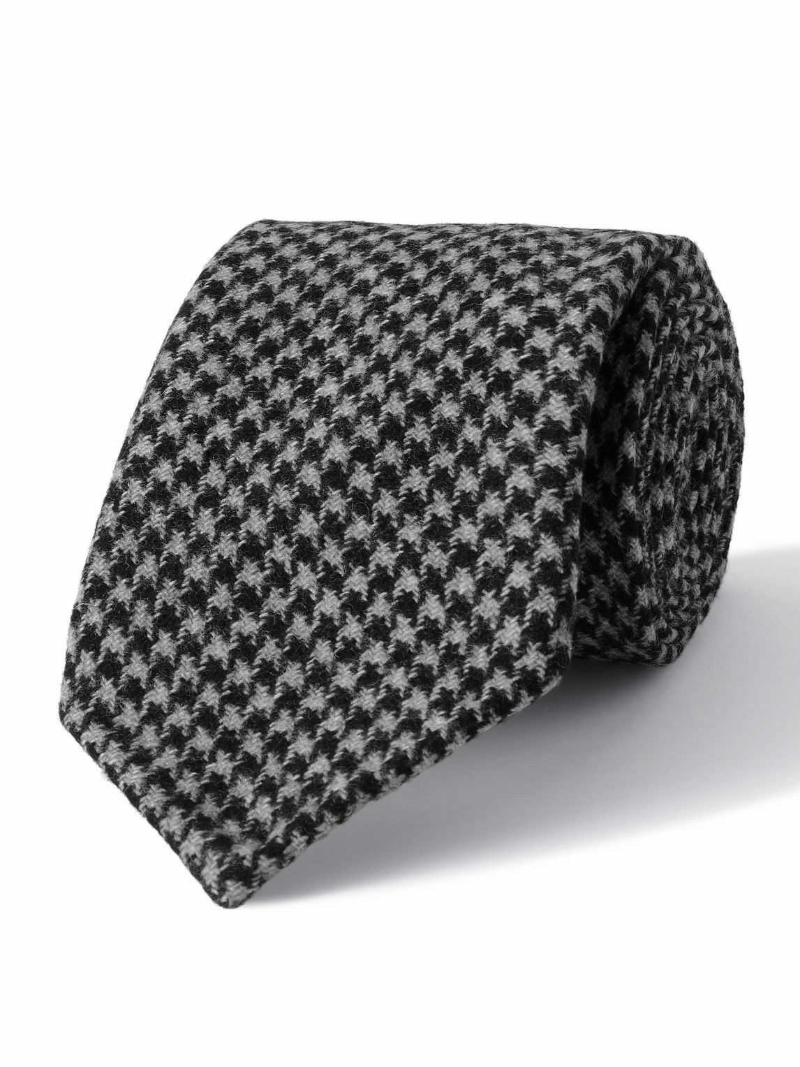 De Petrillo - 7cm Houndstooth Wool and Cashmere-Blend Tie