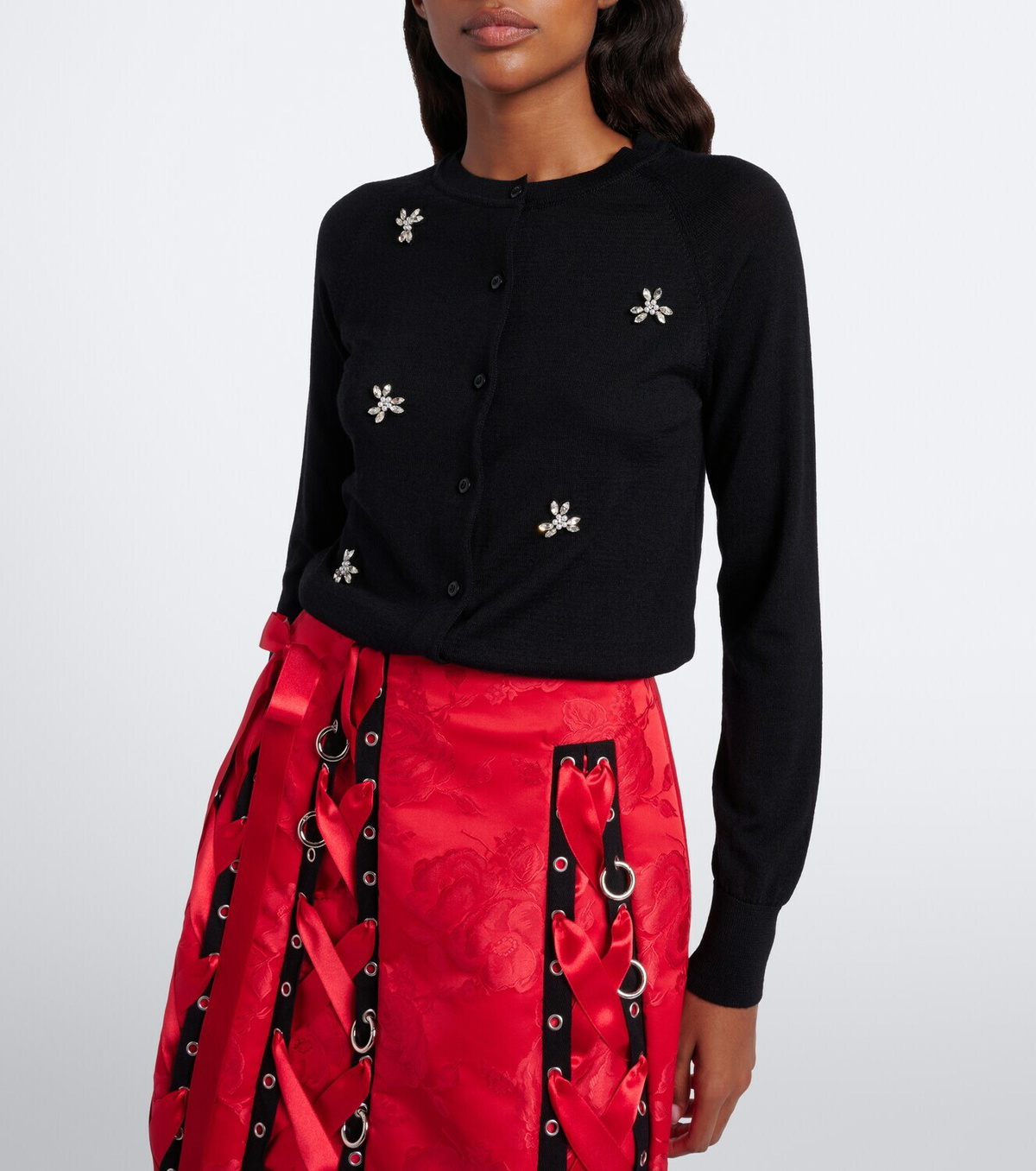 Simone Rocha Embellished wool and silk cardigan