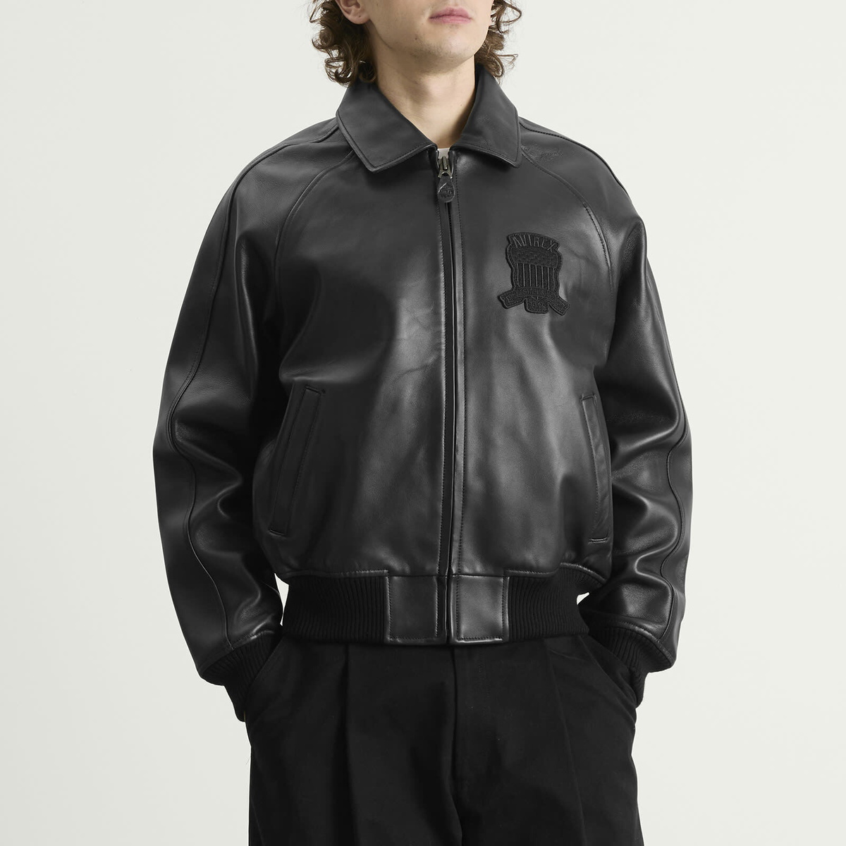 Avirex Men's Icon Leather Jacket in Black