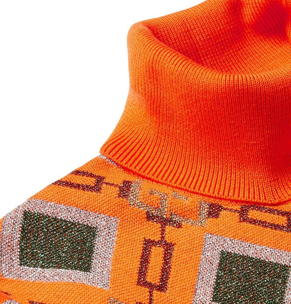 GG Jacquard Knit Sweater in Orange Gucci