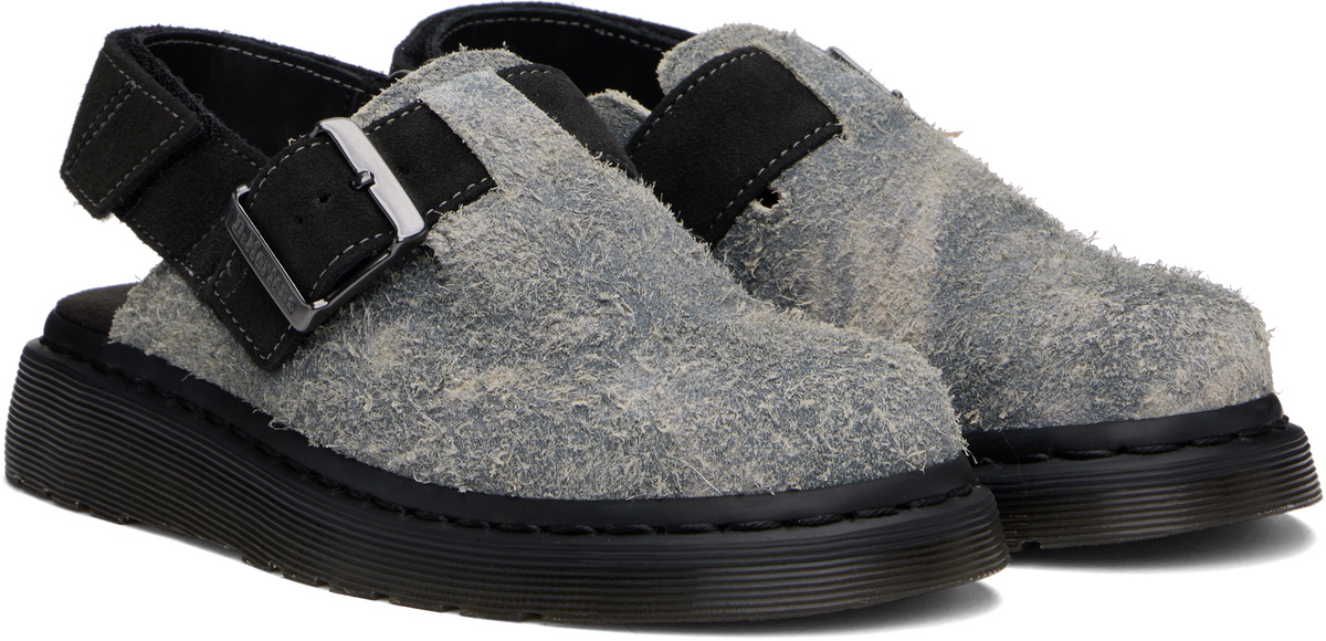 Dr. Martens Gray Jorge II Hairy Suede Slingback Mules Dr