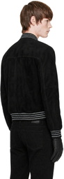 Ernest W. Baker Black Suede Varsity Jacket